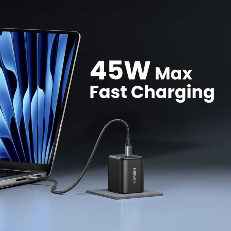 Ugreen X526 įkroviklis 45 W, 2 x USB-C, GaN, juodas