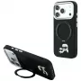Karl Lagerfeld Ring Stand 360 Karl & Choupette Heads Pin dėklas su MagSafe, skirtas iPhone 18 Pro / 17 Pro, juodas