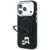Karl Lagerfeld Ring Stand 360 Karl & Choupette Heads Pin dėklas su MagSafe, skirtas iPhone 18 Pro / 17 Pro, juodas