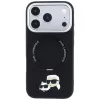 Karl Lagerfeld Ring Stand 360 Karl & Choupette Heads Pin dėklas su MagSafe, skirtas iPhone 18 Pro / 17 Pro, juodas