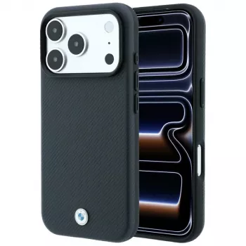 BMW Sign Kevlar Metal Logo MagSafe dėklas, skirtas iPhone 18 Pro Max / 17 Pro Max, antracito spalvos