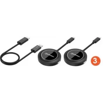 Manhattan 154598 belaidis 1080p HDMI prezentacijų rinkinys su 2 USB-C siųstuvais, juodas