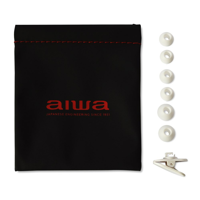 Aiwa ESTM-500W laidinės įdėjamosios ausinės su mikrofonu, 3,5 mm jungtis, baltos