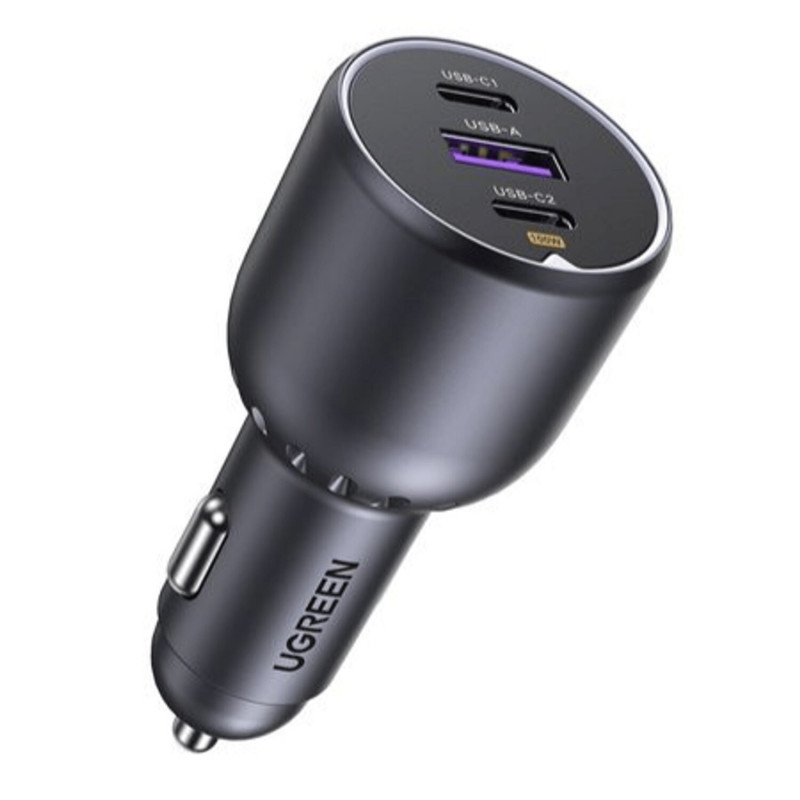 Ugreen EC705 automobilinis įkroviklis, USB + 2x USB-C, 130 W, su 1 m 5 A laidu