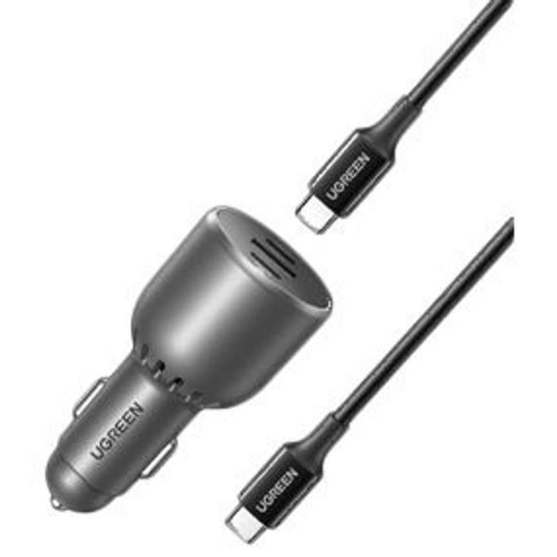 Ugreen EC705 automobilinis įkroviklis, USB + 2x USB-C, 130 W, su 1 m 5 A laidu