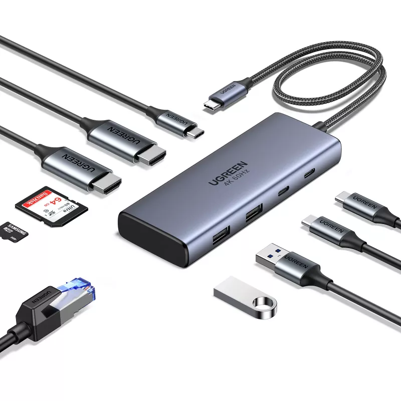 Ugreen CM498 USB šakotuvas, 1x USB-C PD, 2x USB-C, 2x USB-A 3.2 Gen2 (45379)