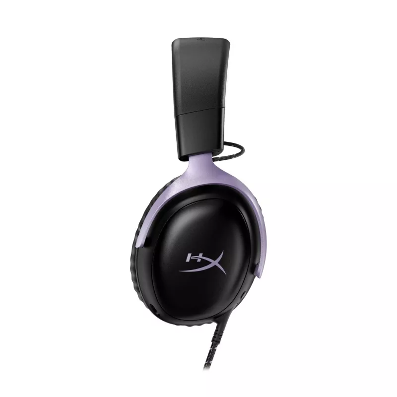 HyperX Cloud III žaidimų ausinės, juoda ir levandų spalvos