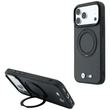 BMW Kevlar Ring Stand 360 MagSafe dėklas, skirtas iPhone 18 Pro / 17 Pro, antracito spalvos