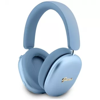 Guess Metallic Effect Metal Script Logo ausinės ant ausų, Bluetooth, ENC, mėlynos