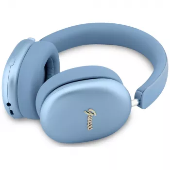 Guess Metallic Effect Metal Script Logo ausinės ant ausų, Bluetooth, ENC, mėlynos