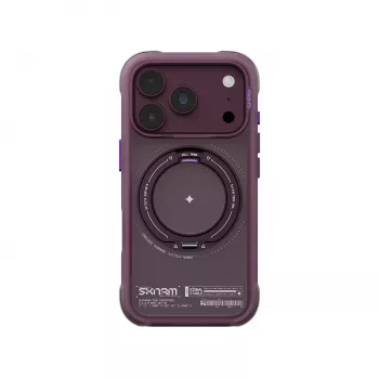 Skinarma Atlas dėklas su MagSafe ir sukamu stovu, skirtas iPhone 18 Pro / 17 Pro, bordo spalvos