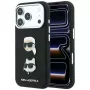 Karl Lagerfeld KF003249 Saffiano with Karl & Choupette Heads Pins & Logo dėklas, skirtas iPhone 18 Pro / 17 Pro, juodas