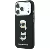 Karl Lagerfeld KF003249 Saffiano with Karl & Choupette Heads Pins & Logo dėklas, skirtas iPhone 18 Pro / 17 Pro, juodas