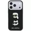 Karl Lagerfeld KF003249 Saffiano with Karl & Choupette Heads Pins & Logo dėklas, skirtas iPhone 18 Pro / 17 Pro, juodas