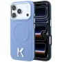 Karl Lagerfeld KF003259 Grained Embossed Ring & Kameo Logo MagSafe dėklas, skirtas iPhone 18 Pro / 17 Pro, šviesiai mėlynas