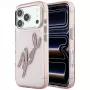 Karl Lagerfeld KF003384 IML Big Signature Resin Metal Frame dėklas iPhone 18 Pro Max / 17 Pro Max, rožinis