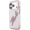 Karl Lagerfeld KF003384 IML Big Signature Resin Metal Frame dėklas iPhone 18 Pro Max / 17 Pro Max, rožinis