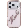 Karl Lagerfeld KF003384 IML Big Signature Resin Metal Frame dėklas iPhone 18 Pro Max / 17 Pro Max, rožinis