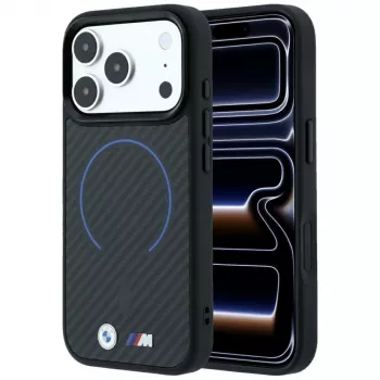 BMW M Kevlar Blue Print Ring MetalLogo MagSafe dėklas, skirtas iPhone 18 Pro / 17 Pro, juodas