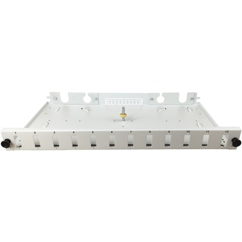 Alantec FOP-1U-12SCD-S 12xSC duplex 19 colių 1U šviesolaidinis skirstymo skydelis, išstumiamas, su priekiniu skydeliu ir montavimo priedais