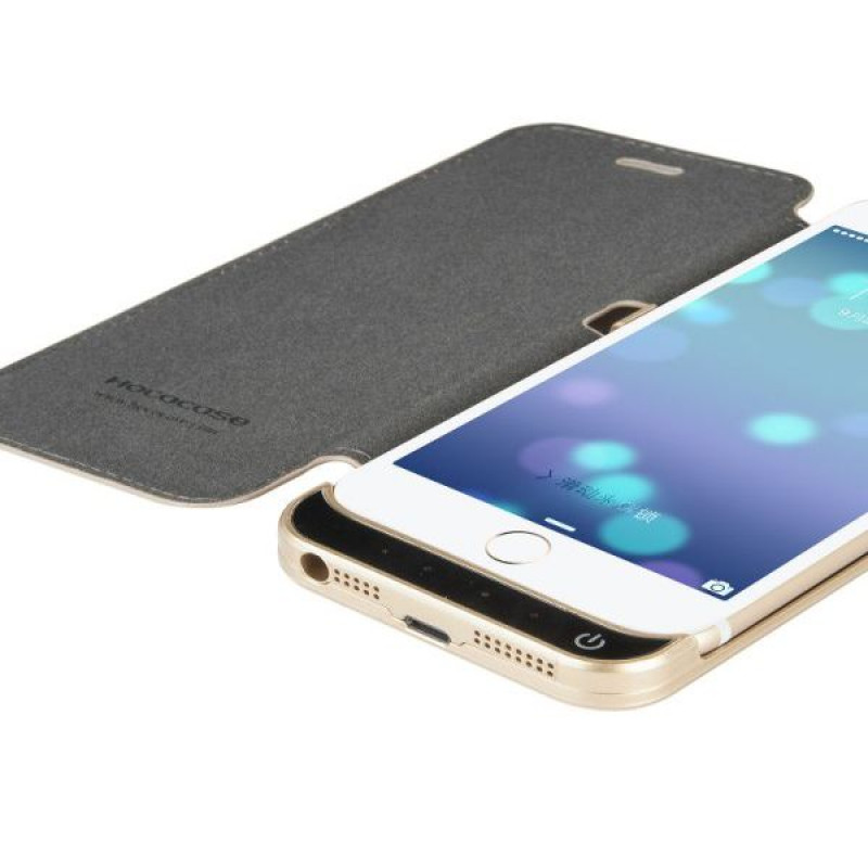 Hoco odinis dėklas-knygelė su 3000 mAh išoriniu akumuliatoriumi, skirtas Apple iPhone 6, auksinis