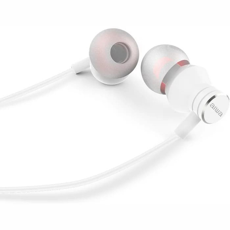 AIWA ESTM-50WT į ausis įdedamos stereo ausinės su mikrofonu, baltos