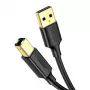 Ugreen US135 USB 2.0 A-B spausdintuvo kabelis, paauksuotas, 1 m, juodas