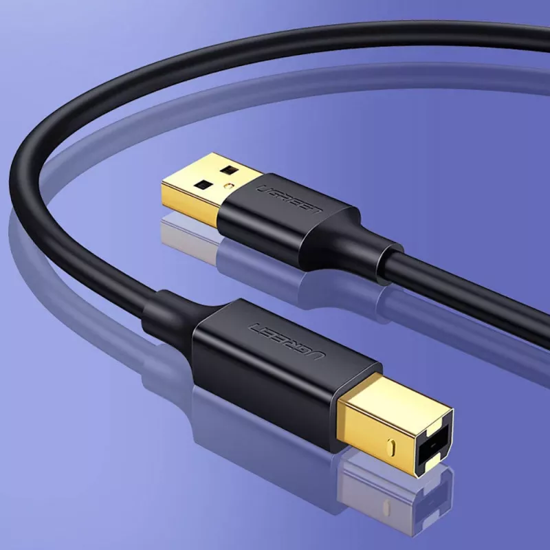 Ugreen US135 USB 2.0 A-B spausdintuvo kabelis, paauksuotas, 1 m, juodas