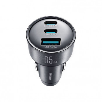 Joyroom JR-CCN19 automobilinis įkroviklis, 65 W, 2x USB-C + USB-A, tamsiai pilkas