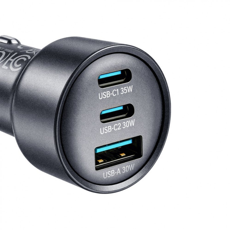 Joyroom JR-CCN19 automobilinis įkroviklis, 65 W, 2x USB-C + USB-A, tamsiai pilkas