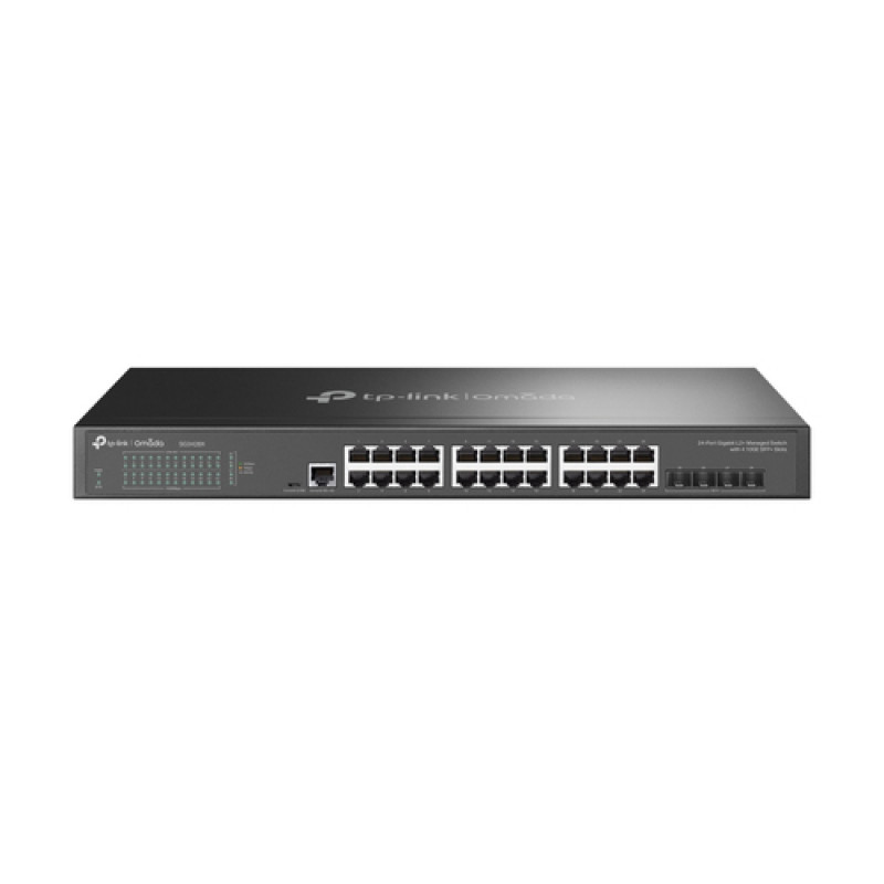 TP-Link SG3428X 24 prievadų 10/100/1000 Mbps valdomas L2+ komutatorius, 4 SFP+ prievadai, montuojamas spintoje