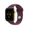 Apple Watch Series 12 GPS + Cellular 42 mm, spindinčio aukso spalvos titano korpusas, bordo spalvos sportinė apyrankė, M/L