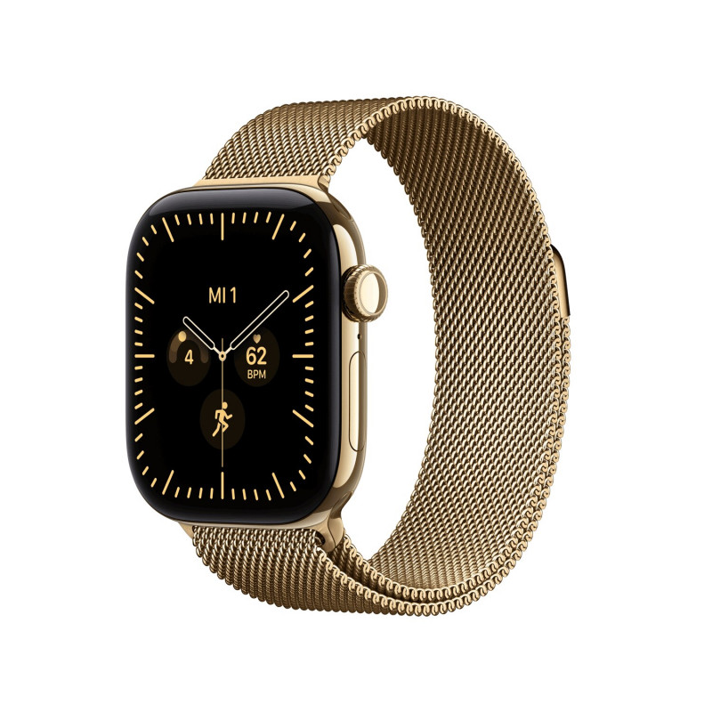 Apple Watch Series 12 GPS + Cellular 42 mm, spindinčio aukso spalvos titano korpusas, spindinčio aukso spalvos Milano apyrankė
