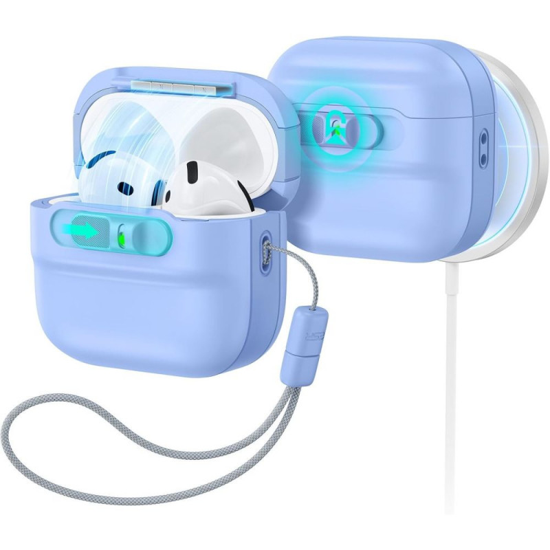 ESR Pulse HaloLock MagSafe dėklas Apple AirPods 4 / 5, šviesiai mėlynas