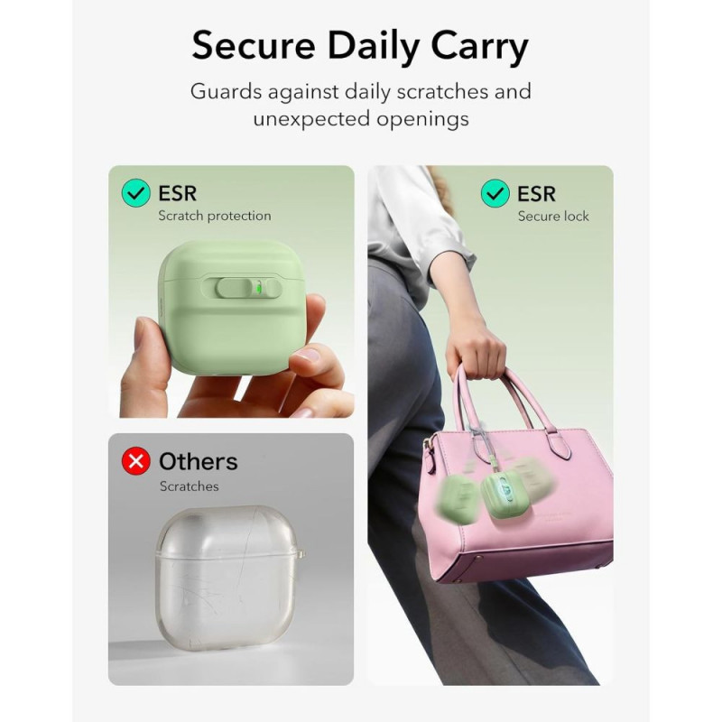 ESR Pulse HaloLock MagSafe dėklas Apple AirPods 4 / 5, šviesiai žalias