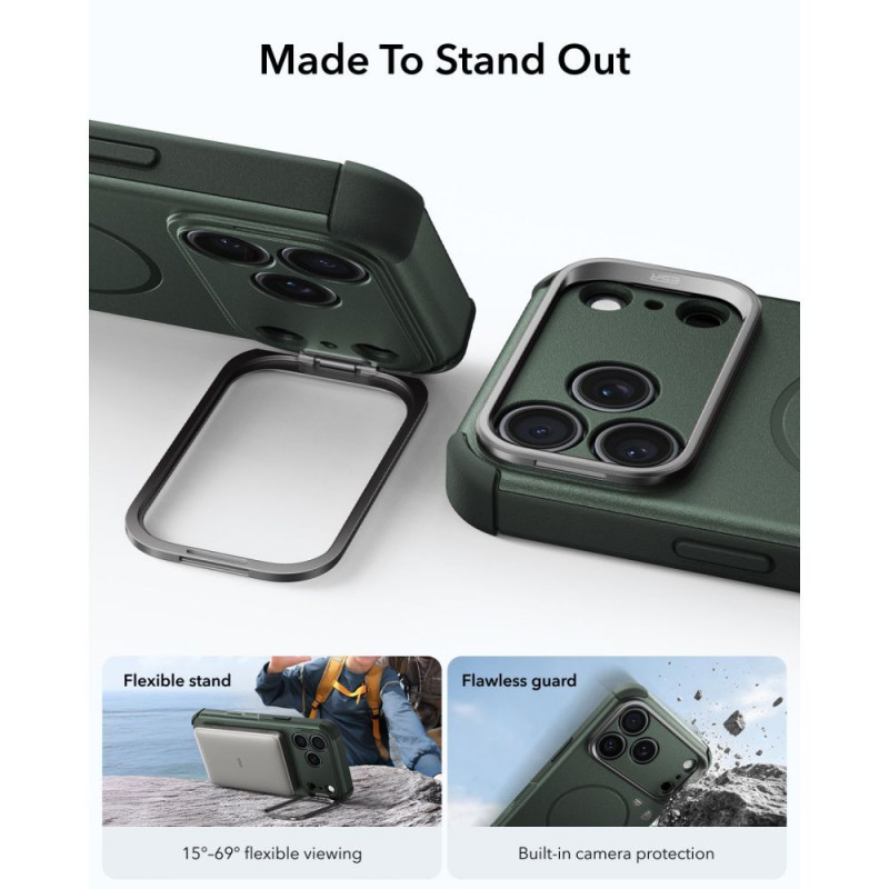 ESR Cyber Tough Kickstand MagSafe dėklas Apple iPhone 17 Pro / 18 Pro, žalias