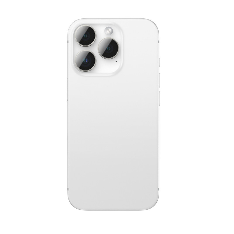 AmazingThing AR Aluminum 3 Lens Glass kameros objektyvų apsauga su rėmeliu, skirta iPhone 16 Pro / 16 Pro Max, sidabrinė