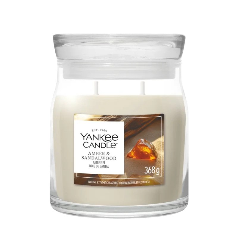 Yankee Candle YC Signature Amber & Sandalwood vidutinė žvakė