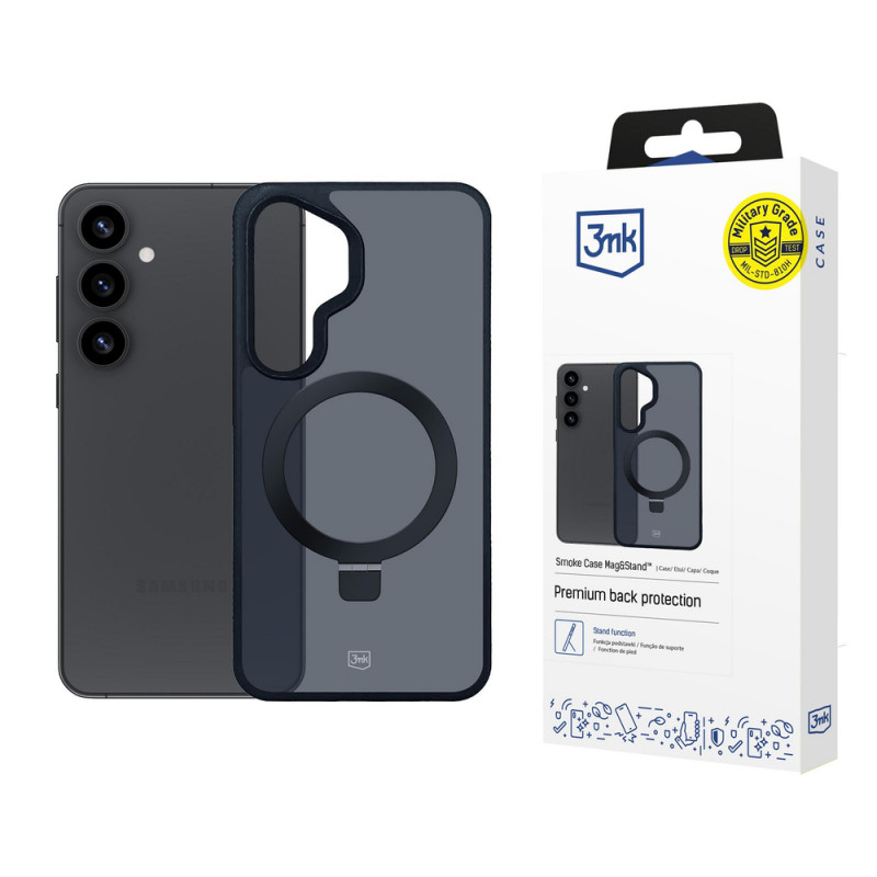 3MK Smoke Case Mag&Stand telefono dėklas Samsung Galaxy S25+, juodas