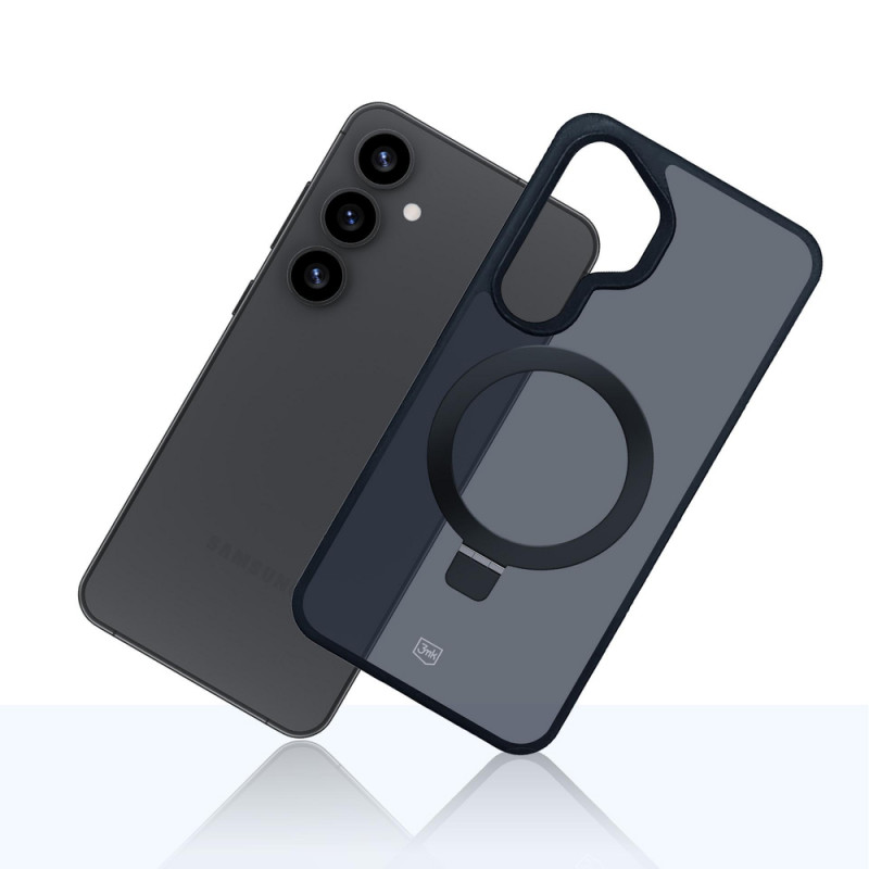 3MK Smoke Case Mag&Stand telefono dėklas Samsung Galaxy S25+, juodas