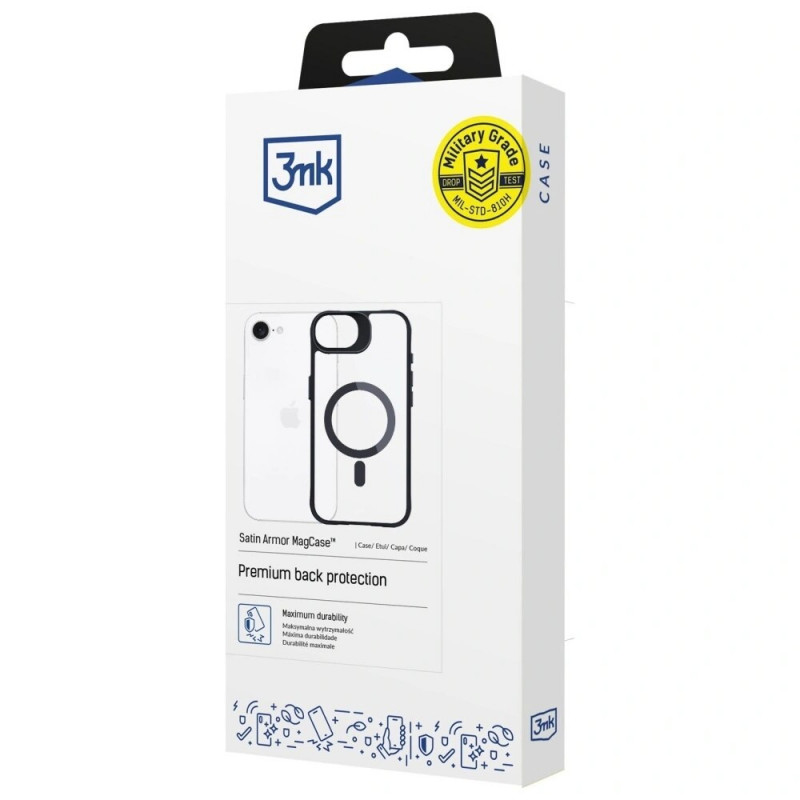 3MK Satin Armor MagCase dėklas Apple iPhone 17e / 16e, permatomas