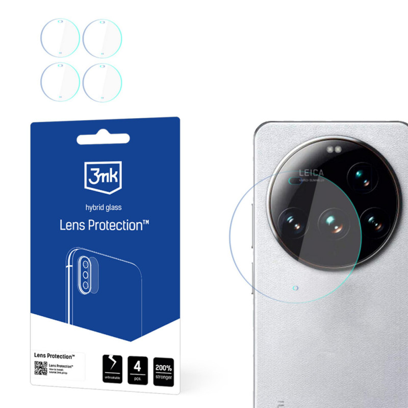 3MK Lens Protection hibridinio stiklo kameros objektyvo apsauga, skirta Xiaomi 15 Ultra (4 vnt.)
