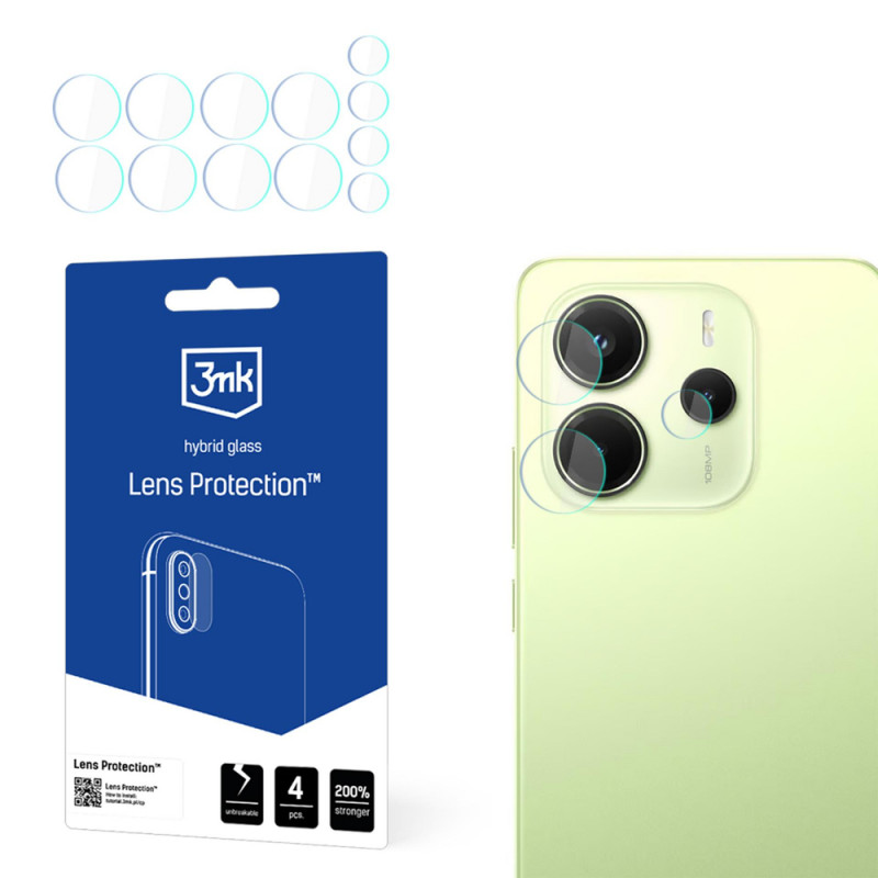 3MK Lens Protection hibridinis kameros stikliukas Xiaomi Redmi Note 14 4G (4 vnt.)
