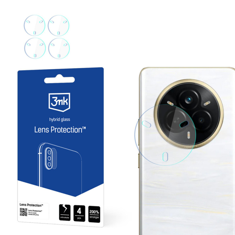 3MK Lens Protection hibridinis fotoaparato objektyvo stiklas, skirtas Realme 14 Pro+ (4 vnt.)