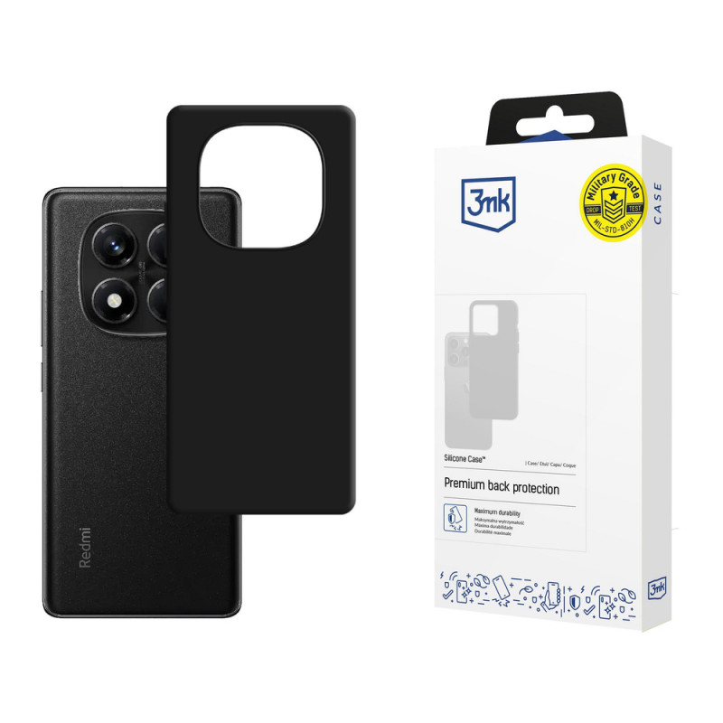 3MK Silicone Case silikoninis dėklas, skirtas Xiaomi Redmi Note 14 Pro 5G, juodas