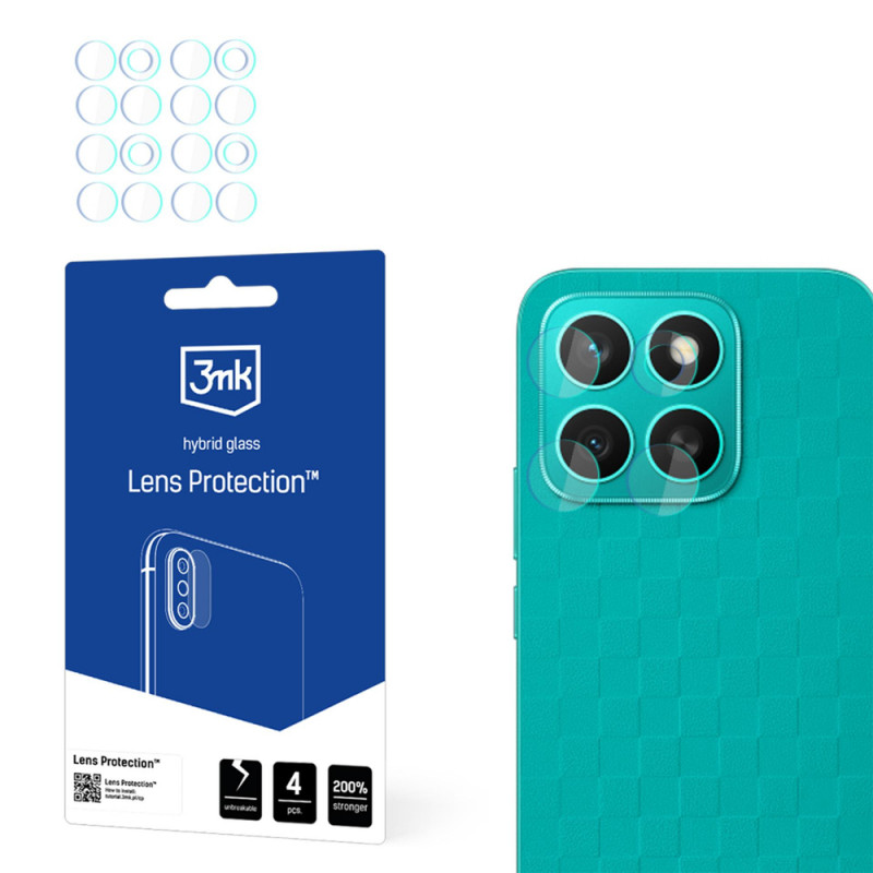 3MK Lens Protection hibridinis fotoaparato objektyvo stiklas, skirtas Honor X8c (4 vnt.)