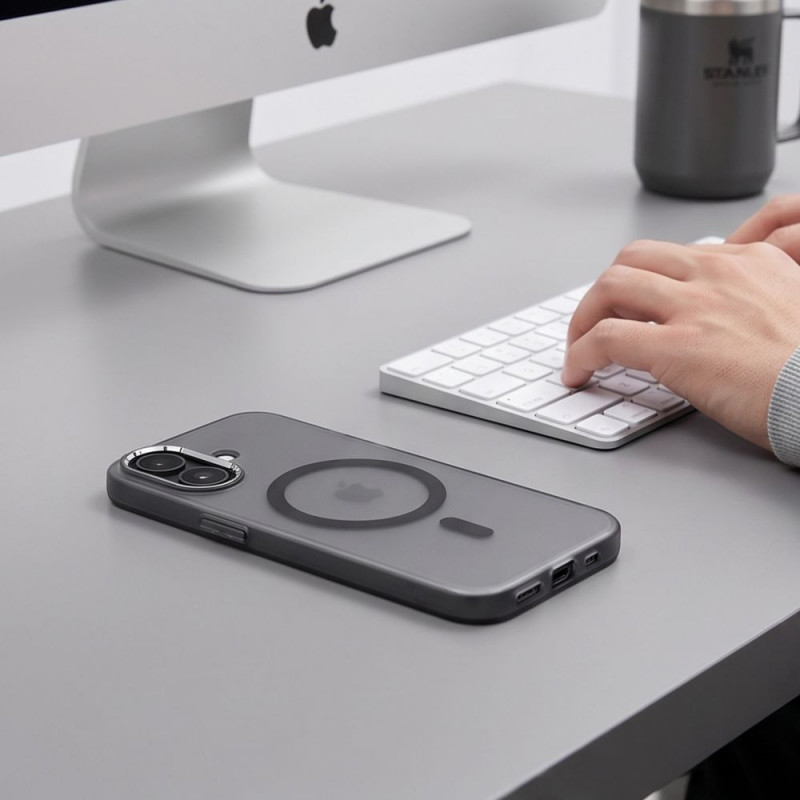 Tech-Protect MagZero MagSafe dėklas, skirtas Apple iPhone 17, matinis juodas