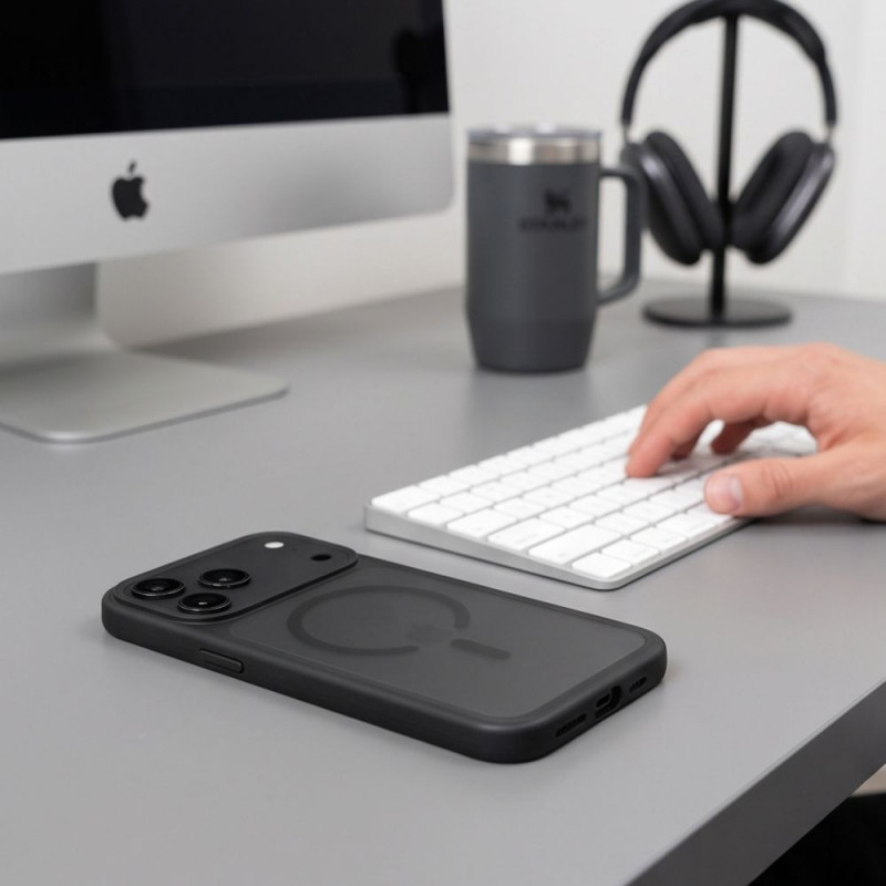 Tech-Protect Magmat MagSafe CC dėklas, skirtas Apple iPhone 17 Pro Max / 18 Pro Max, matinis juodas