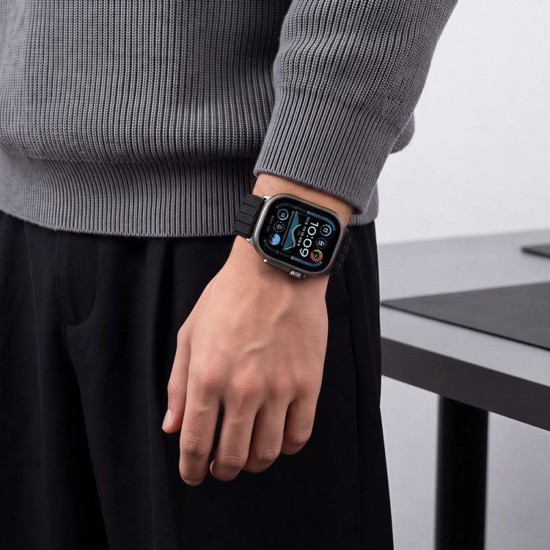 Tech-Protect Nylon Sport dirželis, skirtas Apple Watch 44/45/46/49 mm, juodas