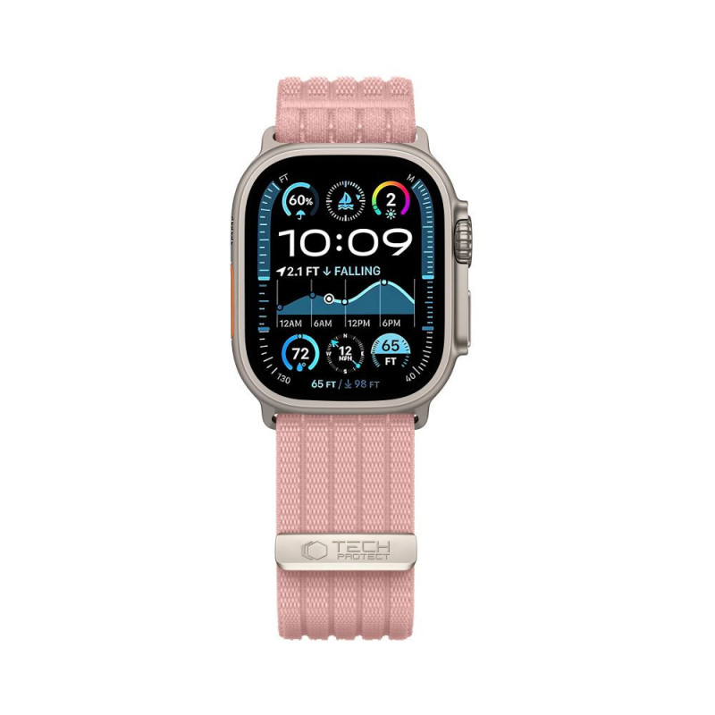 Tech-Protect Nylon Sport dirželis, skirtas Apple Watch 44/45/46/49 mm, šviesiai rožinis